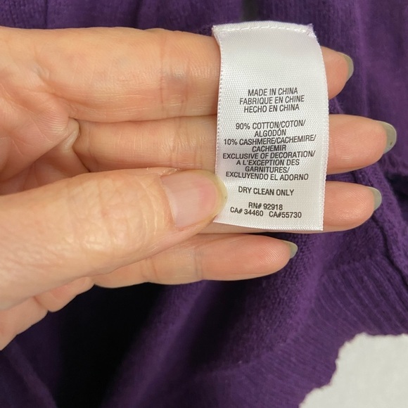 Juicy Couture cashmere purple cotton hooded button 3/4 sleeve cardigan Sz S - Picture 10 of 12